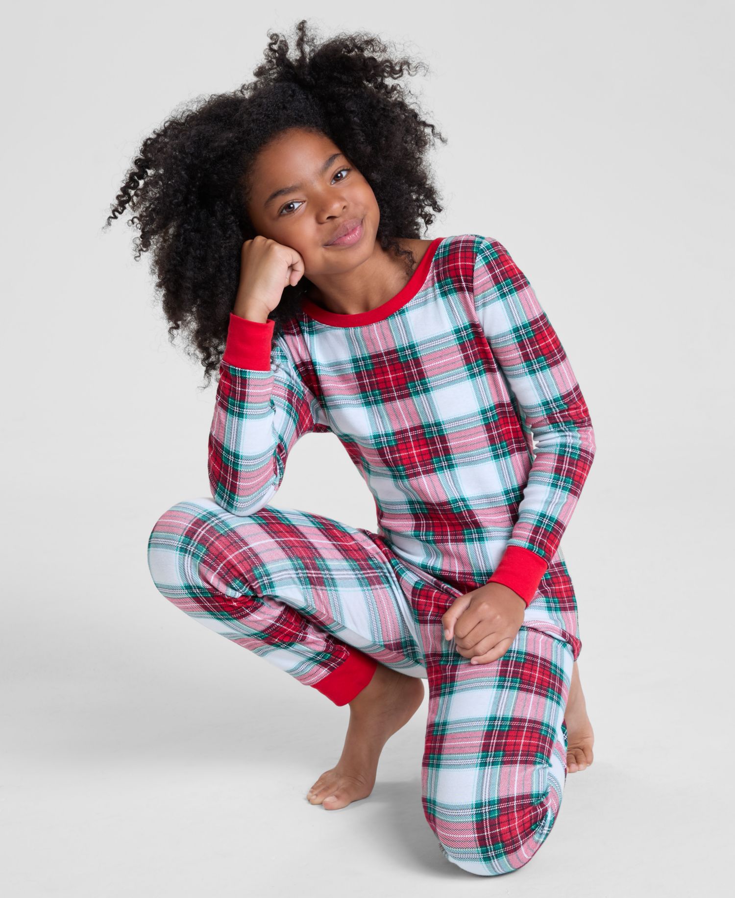 Family Pajamas Kids 5-14 Merry Plaid Snug-Fit Pajama Set