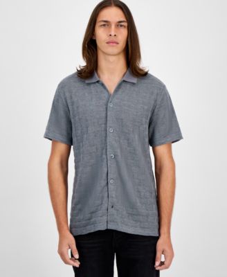 Men's Tristan Short Sleeve Textured Button-Front Shirt