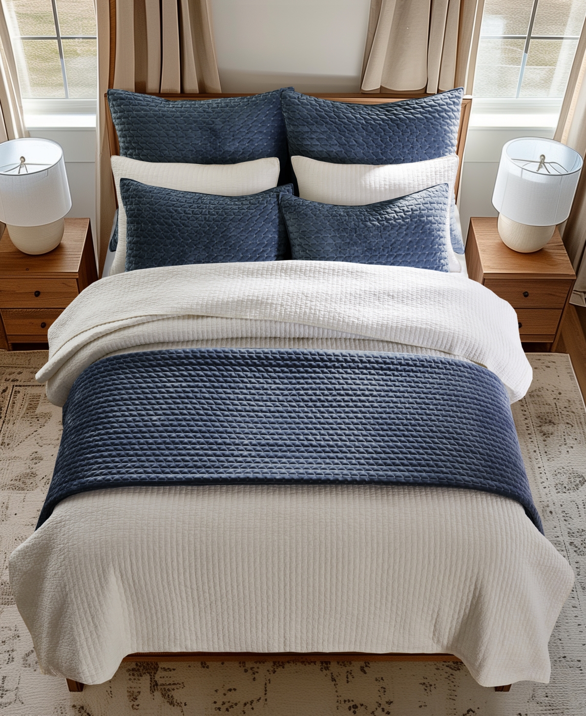 Levtex Velvet Stitch Reversible 2-pc. Quilt Set, Twin/twin Xl In Blue