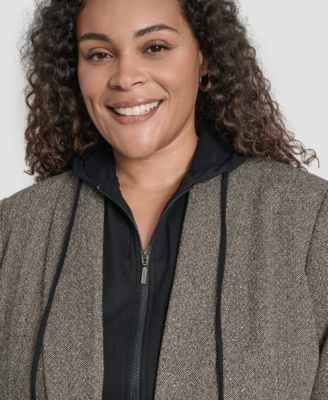 Plus Size Herringbone Blazer