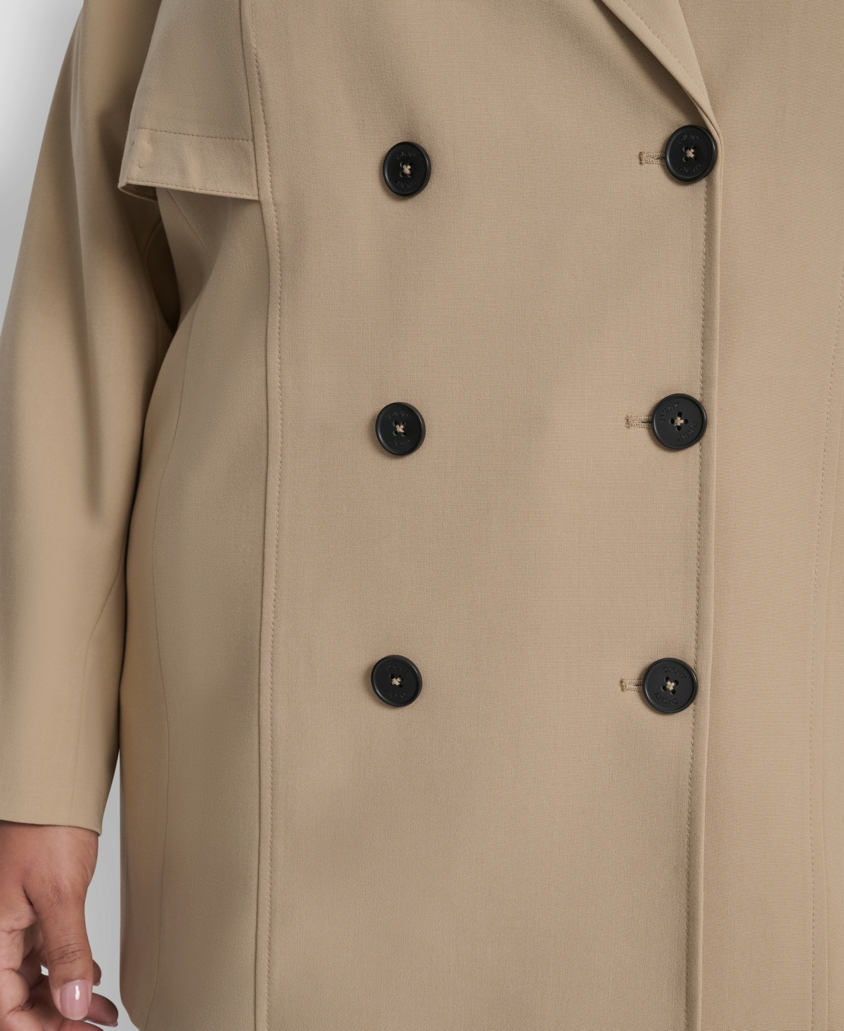 Dkny Plus Size Double Breasted Trench Jacket In Brown