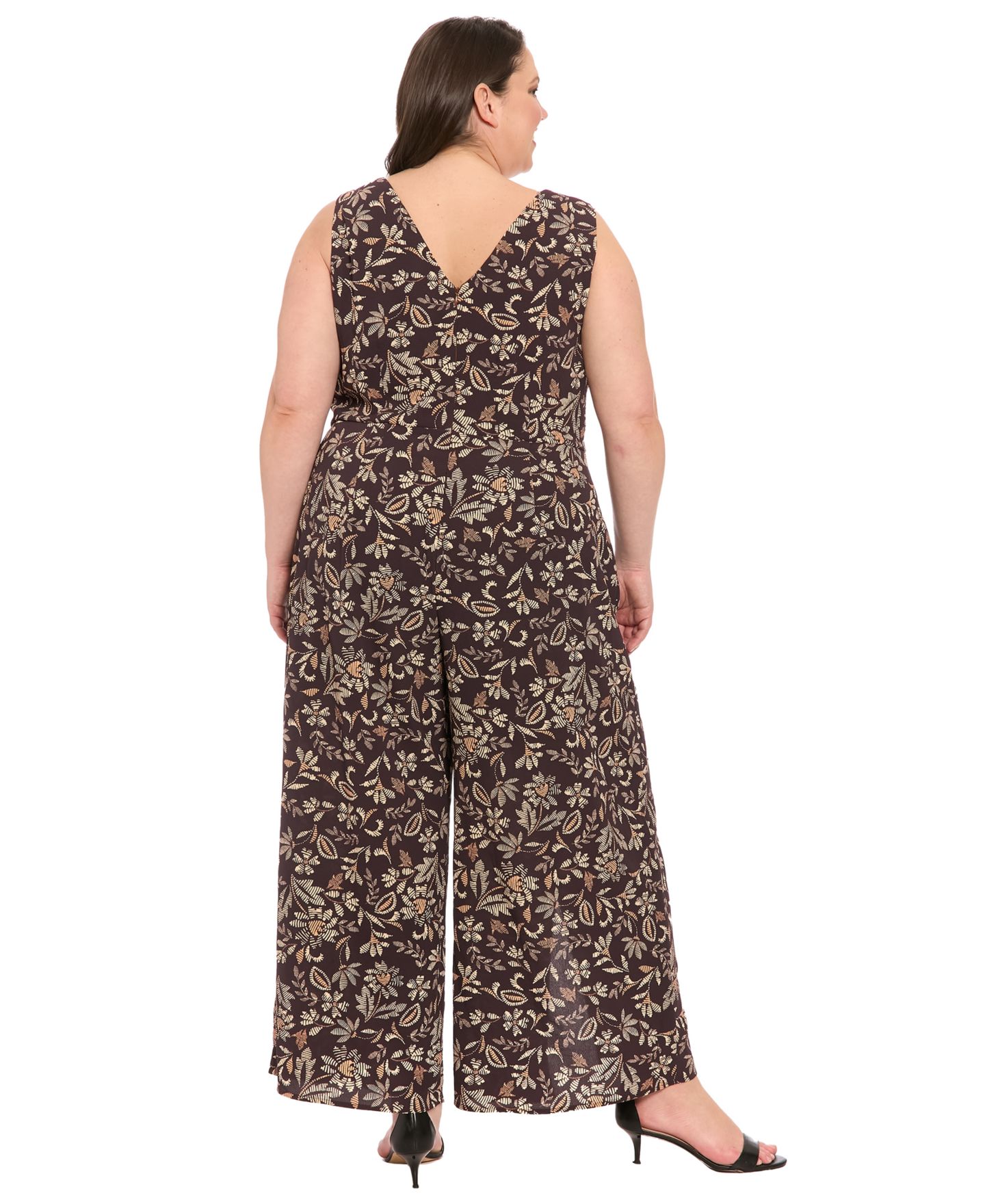 Женский комбинезон London Times Plus Size Printed Walk-Through Jumpsuit, цвет: Brnbge — фото 2