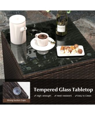 3-Piece Patio Conversation Set with Cushioned Seating and Stylish Glass Table