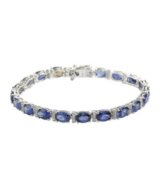 Suzy Levian Sterling Sapphire & Created Sapphire Oval-cut Tennis Bracelet