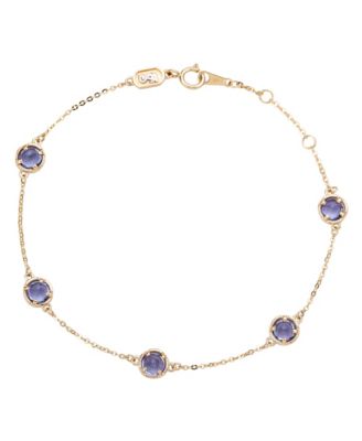 Suzy Levian 14K Gold 1.25 Cttw Round Cut Tanzanite Station Bracelet
