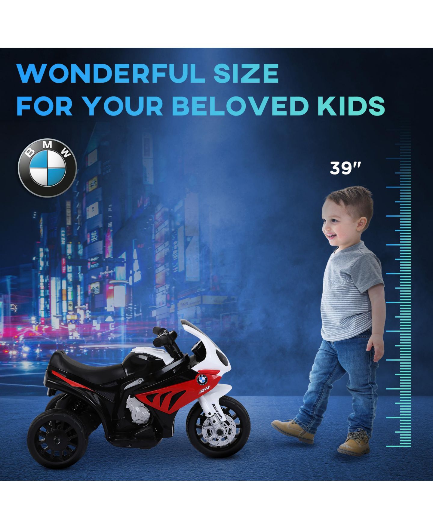Детская игрушка Aosom 6V Licensed BMW S1000RR Ride-On Motorcycle with Headlights and Music, Ages 1+ — фото 6