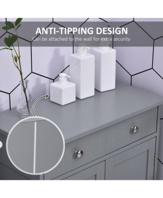 Wooden Bathroom Floor Cabinet with 2 Doors, 2 Drawers and Adjustable Shelf,