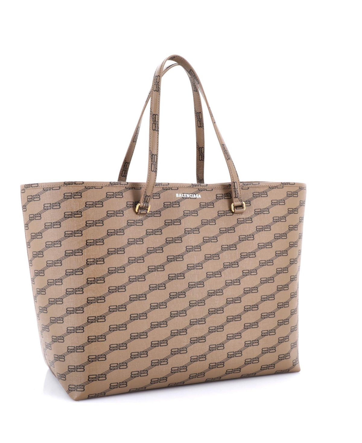 Pre-Owned Balenciaga Large Signature East-West Shopper Tote Bb Monogram Coated Canvas
