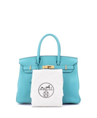 Pre-Owned Hermes Birkin 30 Handbag Blue Togo with Gold Hardware