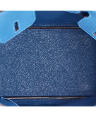 Pre-Owned Hermes Birkin 25 Handbag Blue Epsom with Palladium Hardware