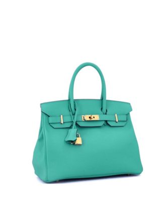 Pre-Owned Hermes Birkin 30 Handbag Green Epsom with Gold Hardware