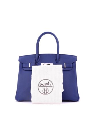 Pre-Owned Hermes Birkin 30 Handbag Blue Epsom with Palladium Hardware