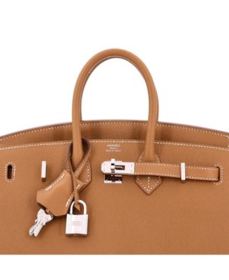 Pre-Owned Hermes Birkin 25 Handbag Brown Epsom with Palladium Hardware