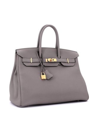 Pre-Owned Hermes Birkin 35 Handbag Grey Togo with Gold Hardware