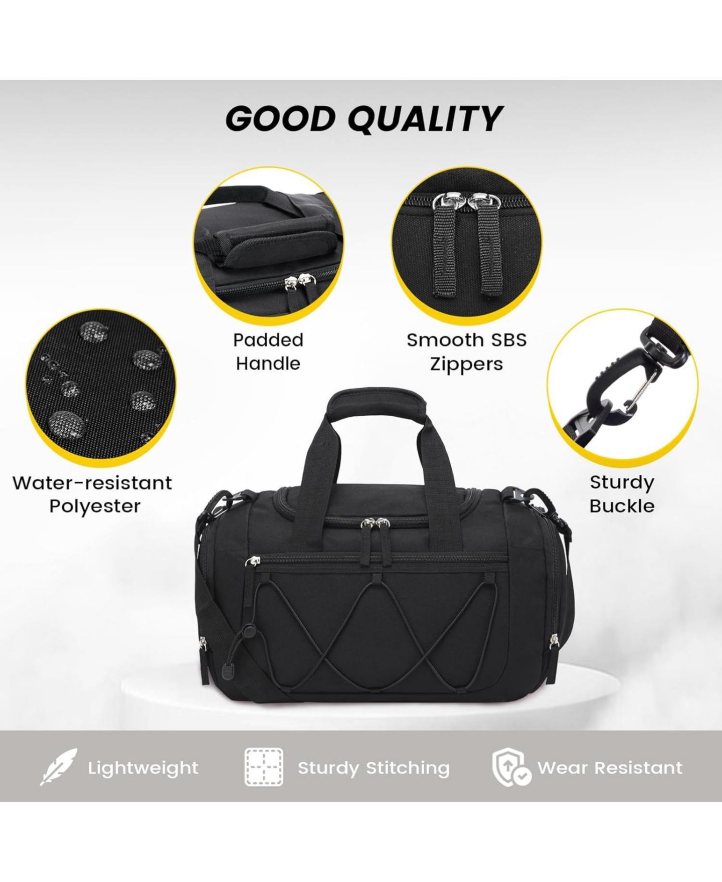 Мужская сумка Urtala Roomy Gym Bag for Men - 21 Inches Duffle Bag with Shoe Compartment, Lightweight Travel Bag for Sports, Gym & Weekend Trips, цвет: Чёрный — фото 5