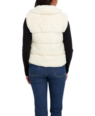 Women's Short Mix Media Puffer Vest