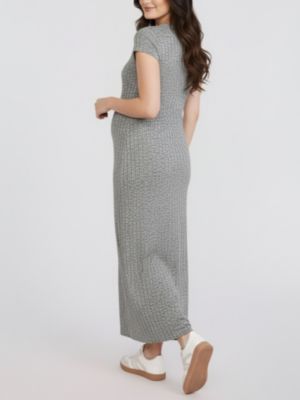 Women's Short Sleeve Henley Bodycon Maxi Dress - Motherhood Maternity