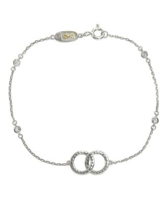 Suzy Levian Sterling Silver Sapphire & Created White Sapphire Interlocked Circles Station Bracelet