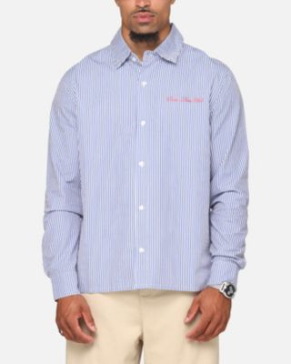 Men's Dice Club Long Sleeve Button Up Shirt - Pinstripe L