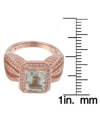 Suzy Levian Sterling Emerald Cut Center Topaz Cocktail Ring