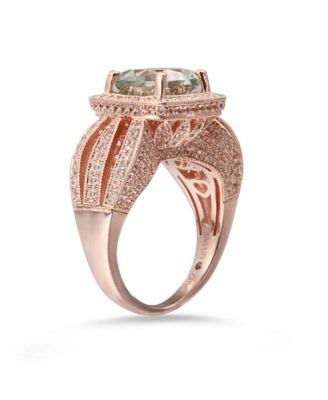 Suzy Levian Sterling Silver Cushion Cut Center Topaz Cocktail Ring