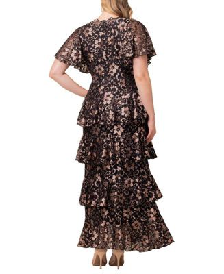 Plus Size Mon Ange Tiered Lace Evening Gown