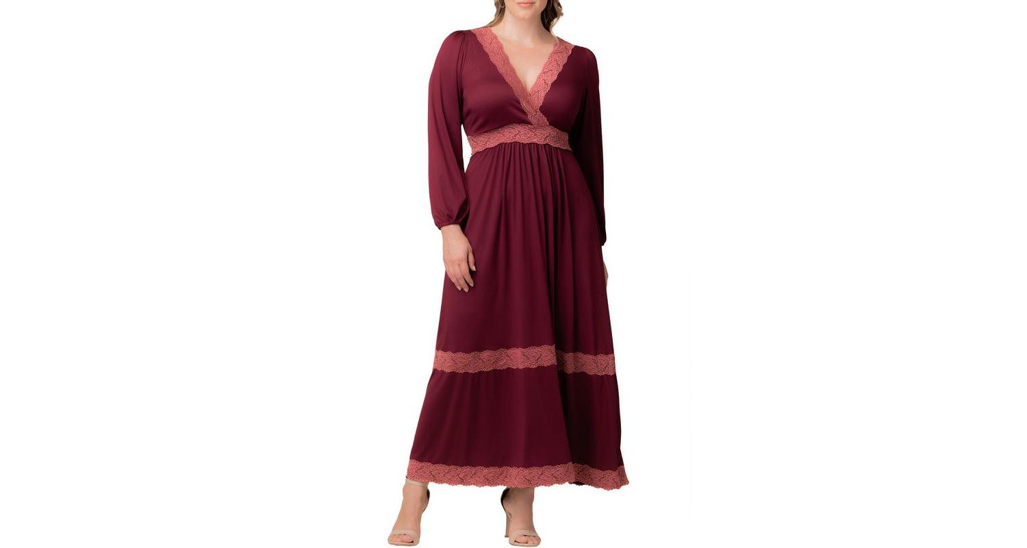 Women's Plus Size Lara Lace Trim Long Dress