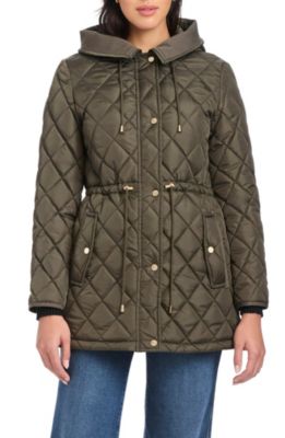 Women's Diamond Quilted Anorak Jacket With Hood