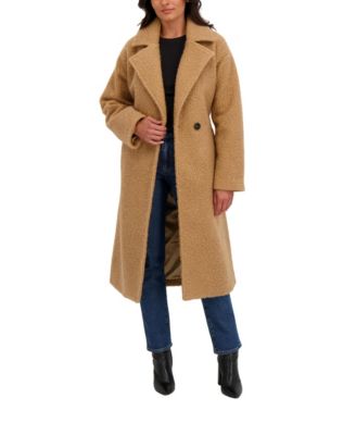 Women's Long Belted Boucle Wrap Coat
