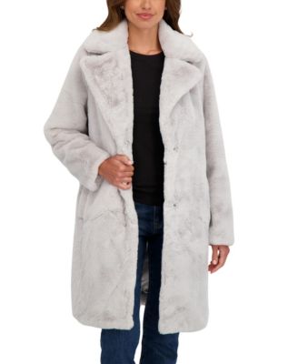 Women's Faux Fur Notch Collar 3/4 Coat