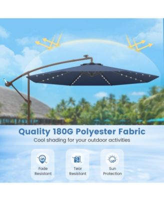 10 Feet Solar Offset Hanging Umbrella with 40 Lamp Beads and Solar Panel