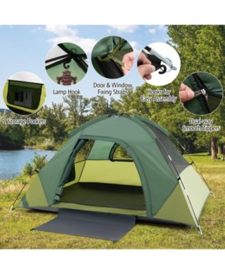 2-Person Camping Tent with Removable Rain Fly and Double-Layer Door - Green