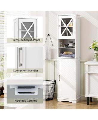 67" MDF Freestanding Bathroom Storage Cabinet with 5 Adjustable Shelves