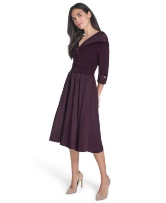 Women's Mixed-Media Fit & Flare Midi Dress