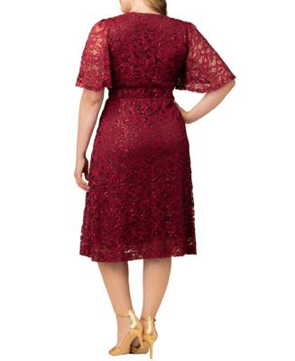 Plus Size Starry Sequin Lace Cocktail Dress
