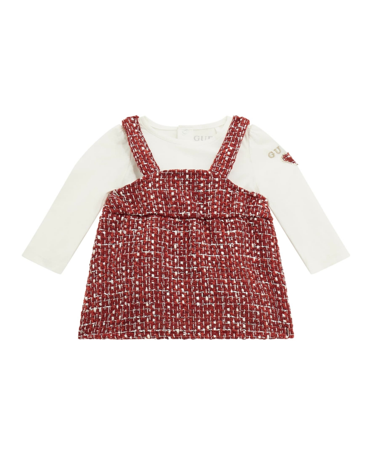 Guess Baby Girls Long Sleeve Bodysuit And Tweed Skirtall Set In Brown
