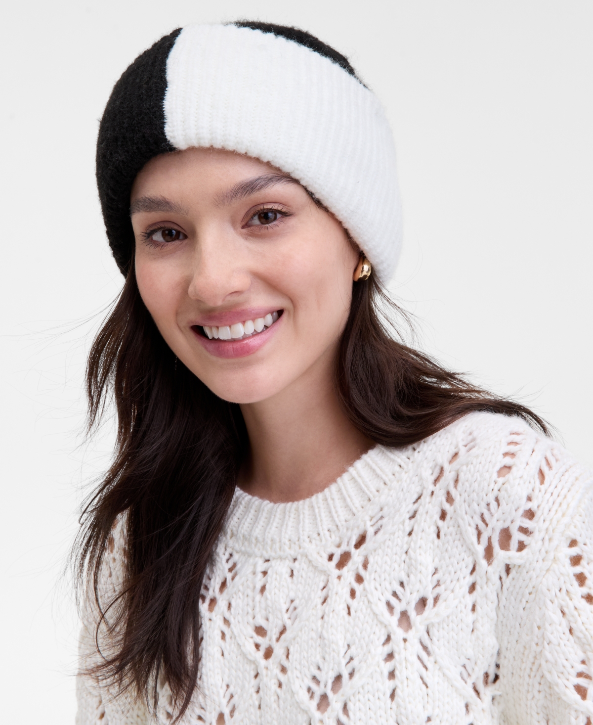 On 34th Brushed Rib Colorblocked Beanie, Macy's Exclusive In Black