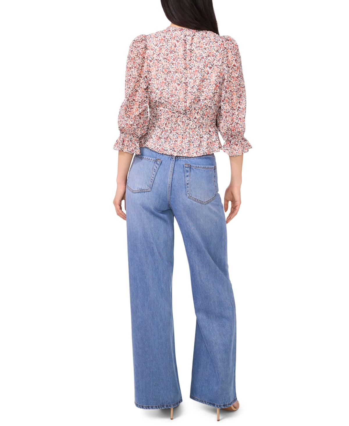 1.state High Waist Drawstring Wide Leg Jeans In Blue