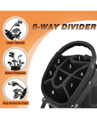 9 Inch Golf Stand Bag with Divider and Spacious Storage Pockets