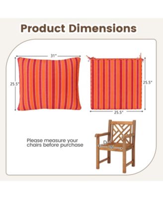 2PCS Deep Seat Chair Cushion Pads Set Indoor/Outdoor with Rope Belts