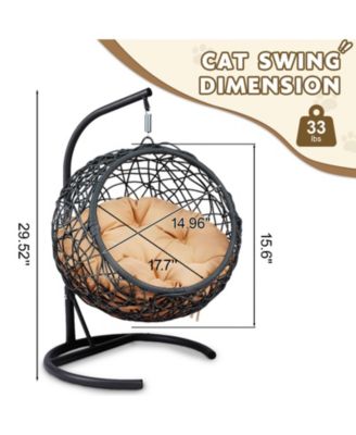 Yellow Cat Swing Bed with Stand and Cushion Indoor Outdoor Hammock for Pets