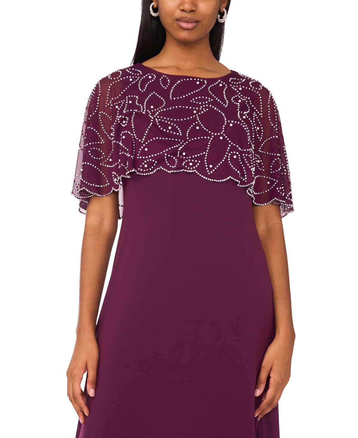 Msk Women's Combo Faraj Cape Maxi Dress In Purple