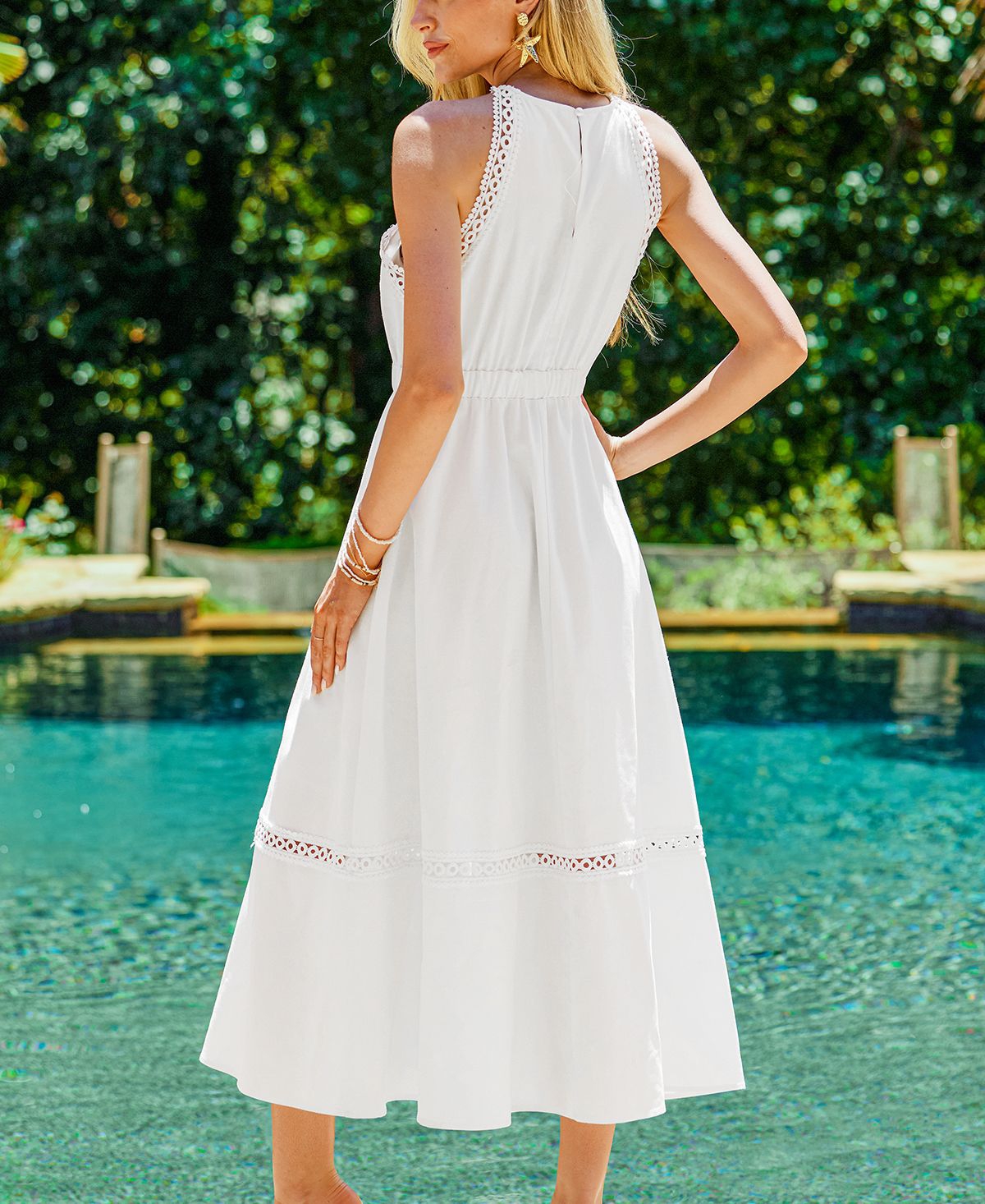 Cupshe Women's Elegant Lace Midi Beach Dress