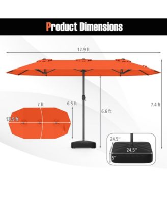13 Feet Double-Sided Patio Twin Table Umbrella with Crank Handle