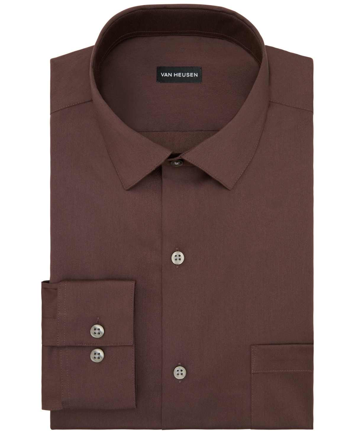 Van Heusen Men's Regular Fit Spread Collar Dress Shirt In Brown