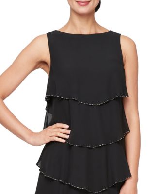 Women's Boat Neckline Tiered Beads Midi Dress