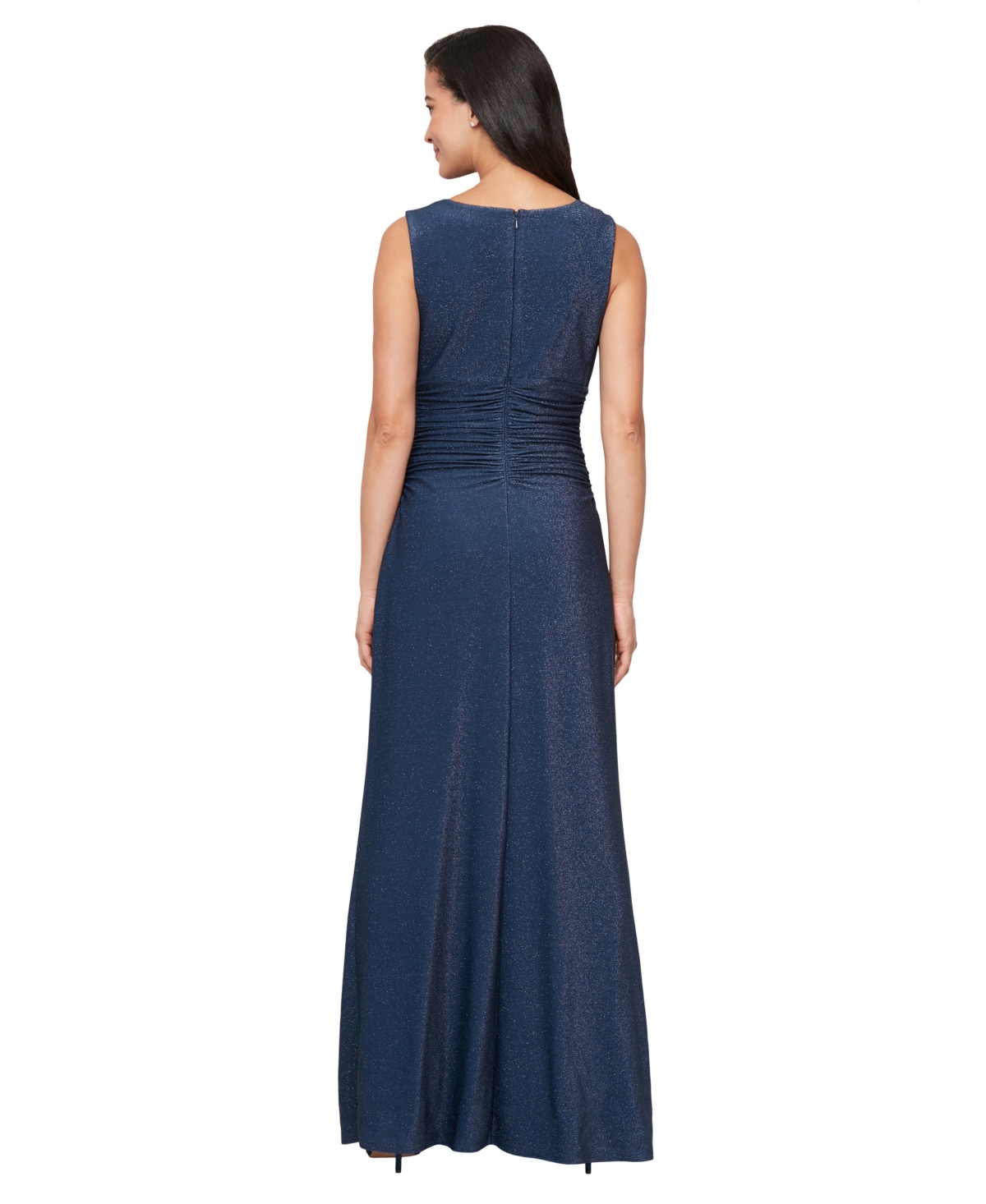 Sl Fashions Metallic Sleeveless Dress & Jacket Set In Blue