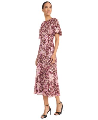 Women's Puff Sleeve Midi Dresses