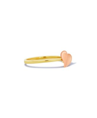 Asymmetrical Gold Heart Ring Two Tone 14K Gold