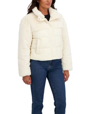 Women's Short Mix Media Puffer Jacket